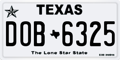 TX license plate DOB6325