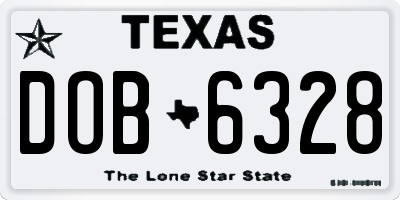 TX license plate DOB6328
