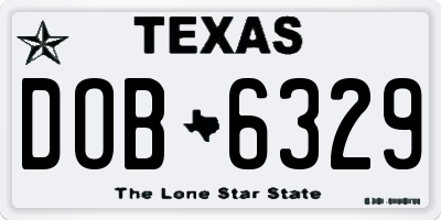 TX license plate DOB6329