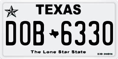 TX license plate DOB6330