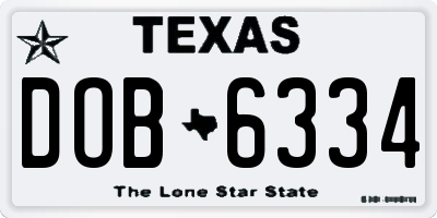 TX license plate DOB6334