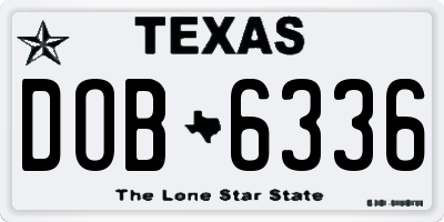 TX license plate DOB6336