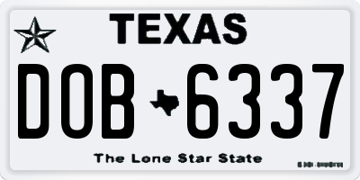 TX license plate DOB6337