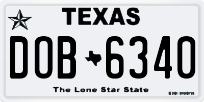 TX license plate DOB6340