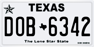 TX license plate DOB6342