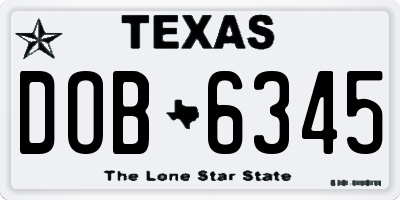 TX license plate DOB6345