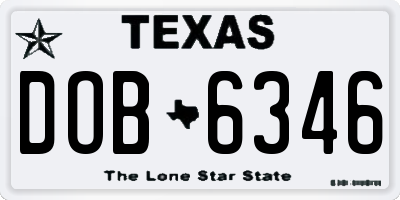 TX license plate DOB6346