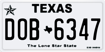 TX license plate DOB6347