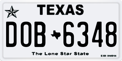 TX license plate DOB6348