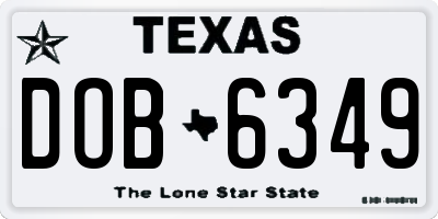 TX license plate DOB6349