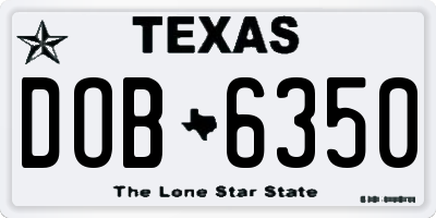 TX license plate DOB6350