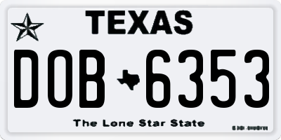 TX license plate DOB6353