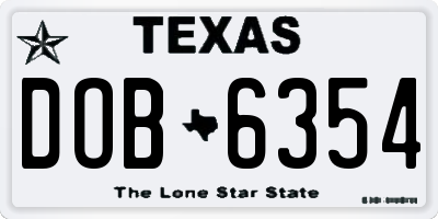 TX license plate DOB6354