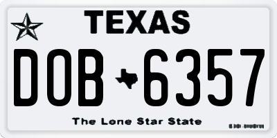 TX license plate DOB6357