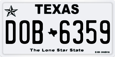 TX license plate DOB6359
