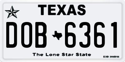 TX license plate DOB6361