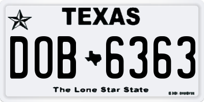 TX license plate DOB6363