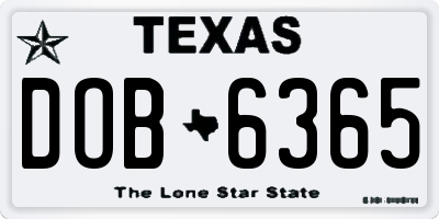 TX license plate DOB6365