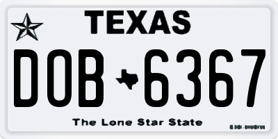 TX license plate DOB6367