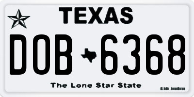 TX license plate DOB6368
