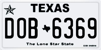 TX license plate DOB6369