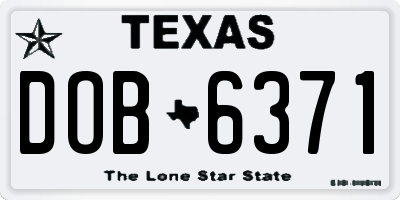 TX license plate DOB6371