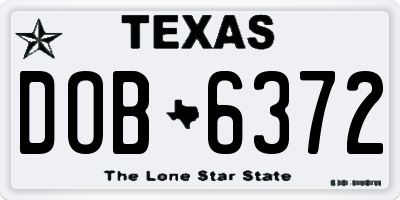 TX license plate DOB6372