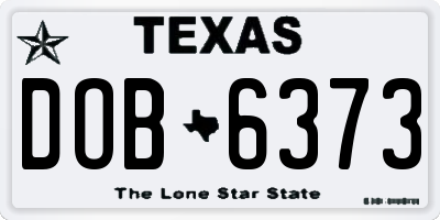 TX license plate DOB6373