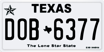 TX license plate DOB6377