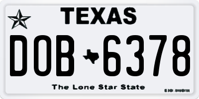 TX license plate DOB6378