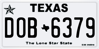 TX license plate DOB6379