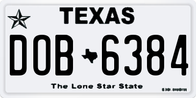 TX license plate DOB6384