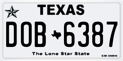 TX license plate DOB6387