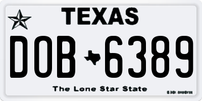 TX license plate DOB6389