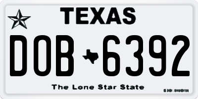 TX license plate DOB6392