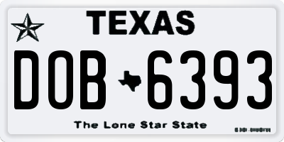 TX license plate DOB6393