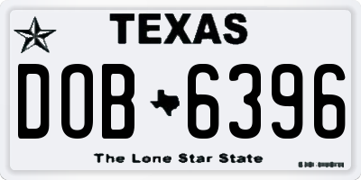 TX license plate DOB6396