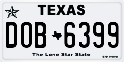 TX license plate DOB6399