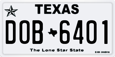 TX license plate DOB6401