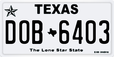 TX license plate DOB6403