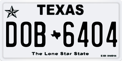 TX license plate DOB6404