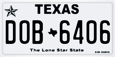 TX license plate DOB6406