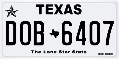 TX license plate DOB6407