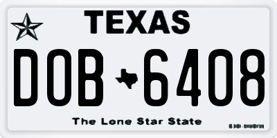 TX license plate DOB6408