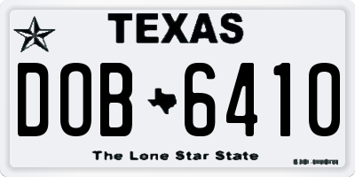 TX license plate DOB6410