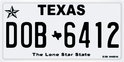 TX license plate DOB6412