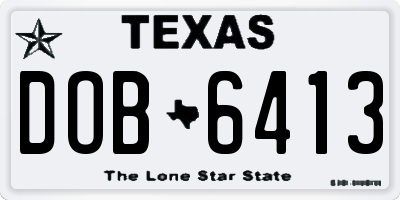 TX license plate DOB6413