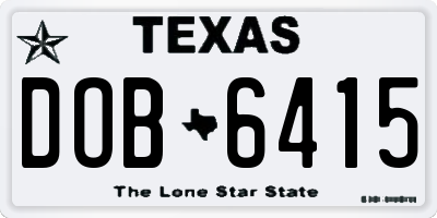 TX license plate DOB6415