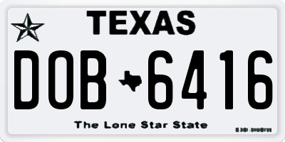 TX license plate DOB6416