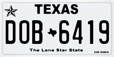 TX license plate DOB6419